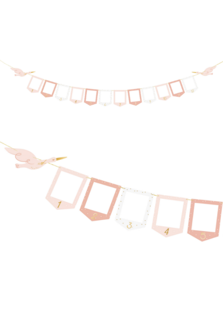 Girlanda Roczek na 12 zdjęć różowa dziewczynka